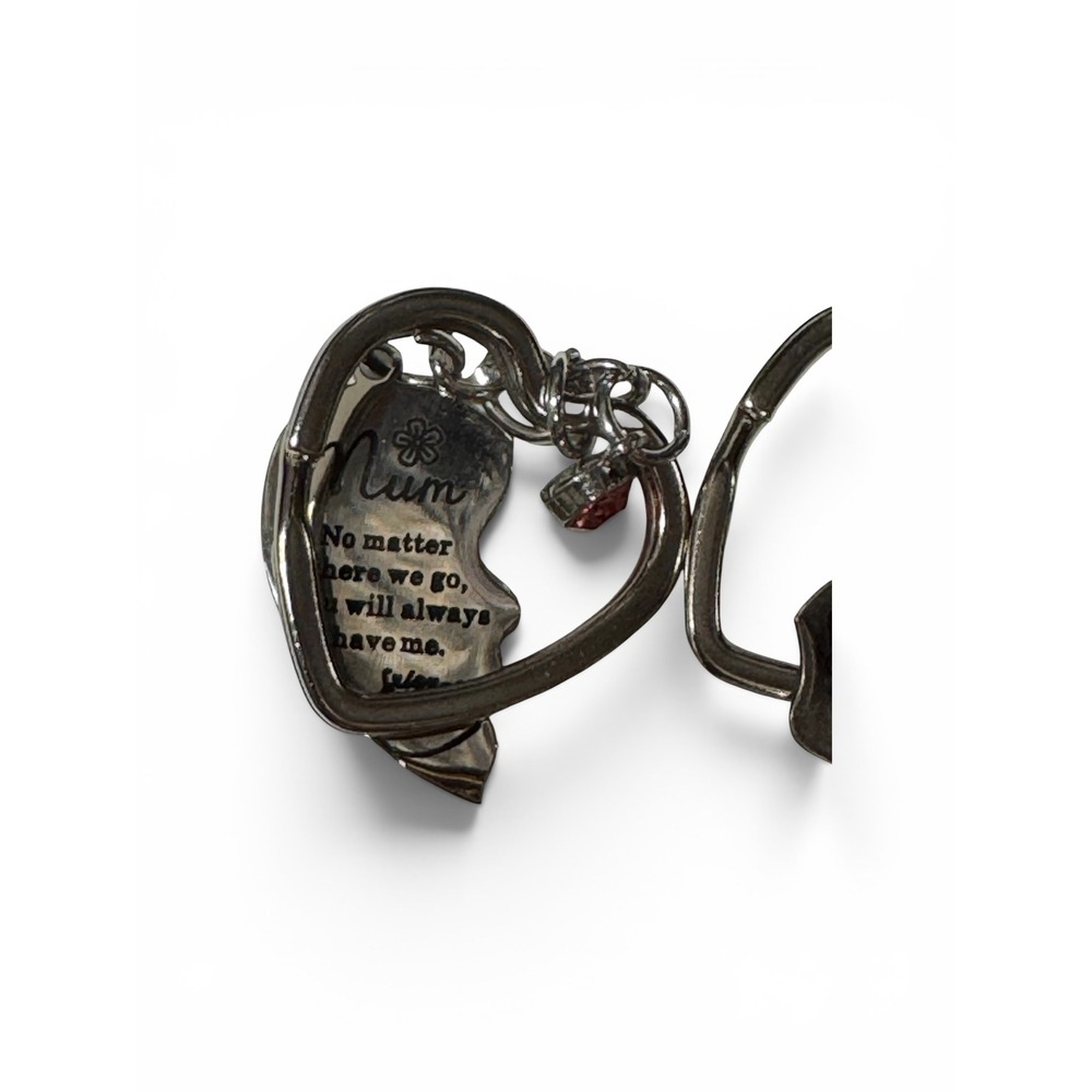 Mother Daughter Split Heart Keychain Set Silver Tone Engraved Sentimental Gift